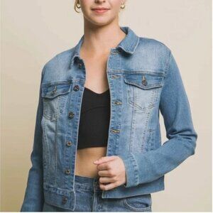 NWT Love Tree Light Wash Blue Denim Jacket Sz S